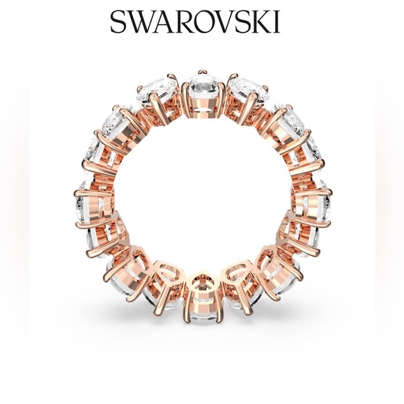 Swarovski Rose Gold Vittore Ring | Drop Cut | White | 7/55 | New | Swan Signed - Picture 3 of 10